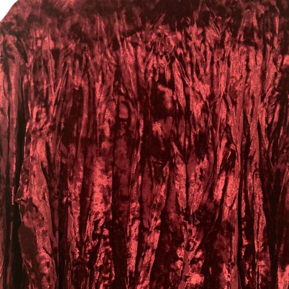 Page Womens Burgundy Beaded Detail V Neck Velvet Boho Medieval Whimsigoth Top M - Picture 8 of 8